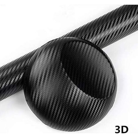 Lot de 2 Films Vinyle Carbone 3D Noirs Autocollants, 152x30cm, pour Voiture, Moto et Coque de Téléphone (1/4)