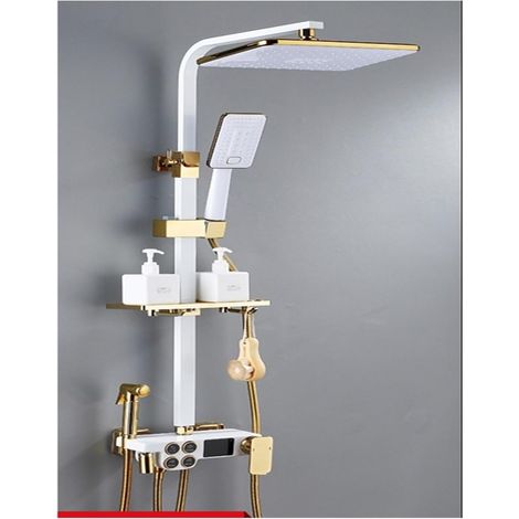 Ensemble de douche mitigeur thermostatique intelli Ensemble de douche numérique chaud et froid robinet salle de bain mitigeur thermostatique système de douche pluie montage mural SPA pluie robinet de (1/5)