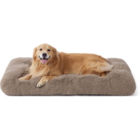 XXL Matelas Caisse Chien Lavable, Duveteux 119x74cm Camel (1/5)