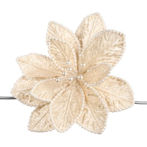 Fiore decorativo color perla per decorazioni e composizioni di fiori h 28 cm