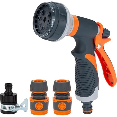 Pistolet d’Arrosage Jardin Multifonction 8 Modes Pression pour Arrosage Pelouse Lavage Voiture Douche Animaux Réglable avec Tuyau Ergonomique (1/5)