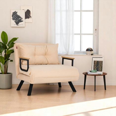 Fauteuil convertible beige - coussin assorti MODI (1/5)