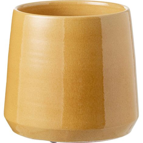 Cache pot rond en poterie ocre - ocre (1/2)