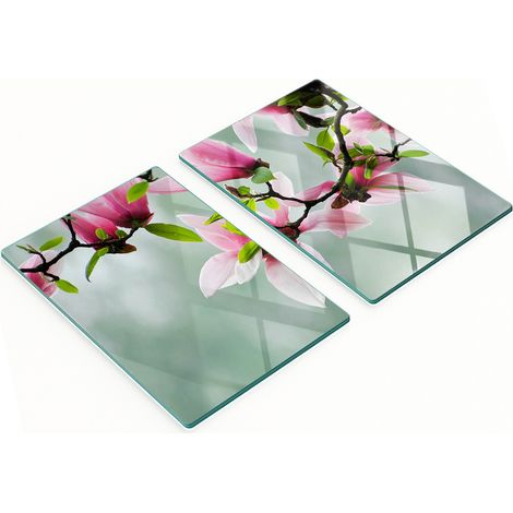 Tablas de cocina de vidrio templado con gr谩ficos, 2 piezas, Magnolia, 2x40x52 cm (1/5)