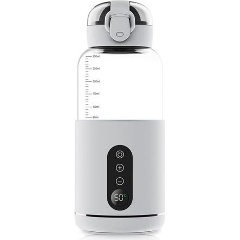 1 Chauffe Biberon, 300ML, Température Réglable 37-55°C, Verre Borosilicaté, Acier Inoxydable, Voyage (1/4)