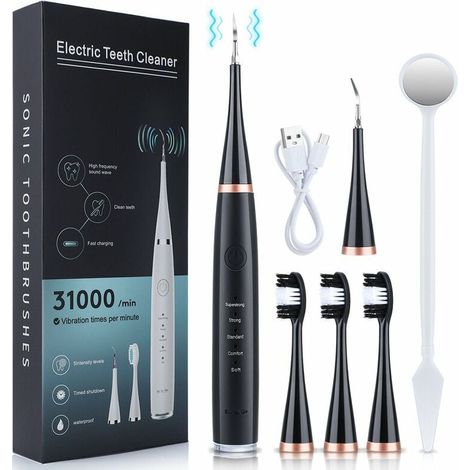 Détartreur dentaire à ultrasons, détartrant, détartreur dentaire, appareil de beauté des dents, nettoyant anti-tartre - noir