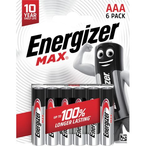 batterie alcaline energizer "max" aaa 6 pezzi