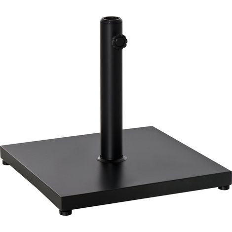 Base per Ombrellone da Giardino Ø45 cm 18 Kg in Plastica Effetto Rattan Nero (1/5)