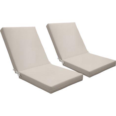 Lot de 2 coussins extérieur dossier 112x51cm, rembourrage 8cm avec fixations beige (1/5)