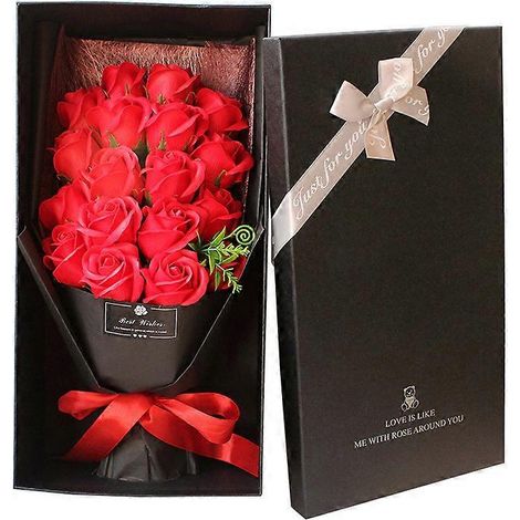 Bouquet de 18 roses en savon artificiel, décoration mariage, fête, cadeau Saint-Valentin, fleurs réalistes, centre de table élégant. (1/2)