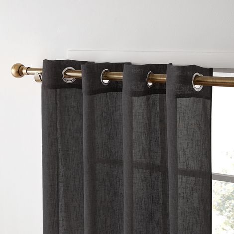 MINKUROW Cortina Corta De Gasa Semitransparente Con Ojales En Aspecto De Lino Persianas Cortinas Bufandas Para Salón Dormitorio Habitación Infantil Gris Oscuro 220×140cm (H×W) Juego De 2 (1/5)