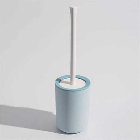 Brosse de toilette en silicone avec base et trou d'évacuation, tête de brosse rainurée pour un nettoyage plus pratique (gris/bleu/rose) (1/5)