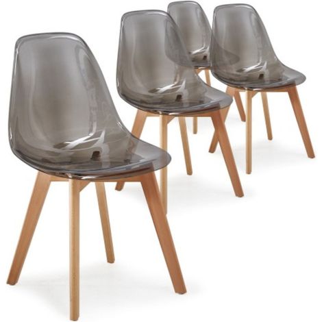 Lot de 4 chaises scandinaves Larry plexi Fumé (1/5)