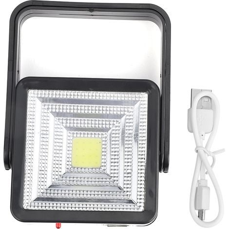 Lampe de camping solaire LED COB portable rechargeable par USB pour randonnée en plein air, noire (1/5)