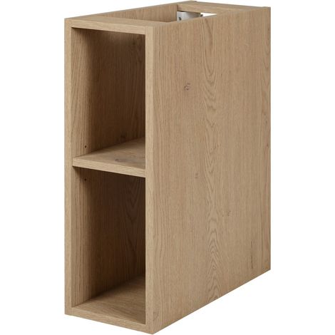 Etagère de salle de bain suspendue SIMPLE chêne clair 20 cm - 2 niches effet bois (1/5)