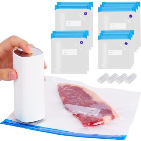 10 PCS Sac Sous-vide Réutilisables Sacs de Conservation Sacs Sous-vide Alimentaires Sac Congelation Sac Stockage pour Fruits Viande Pain avec Clip d'étanchéité avec Pompe Electrique (1/5)