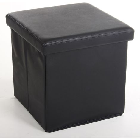 Pouf carré Lilo en Polyuréthane coloris noir, Dim : H37.5 x P38 x L38 cm -PEGANE-