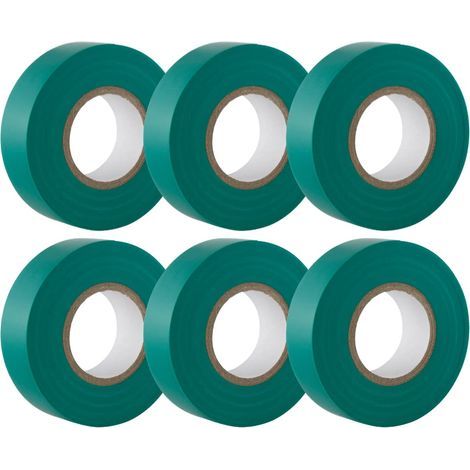 Ruban adhésif isolant électrique vert - 19 mm x 18.2 m - résistant, autocollant - protèger, regrouper, réparer des câbles - 6 rouleaux (1/4)