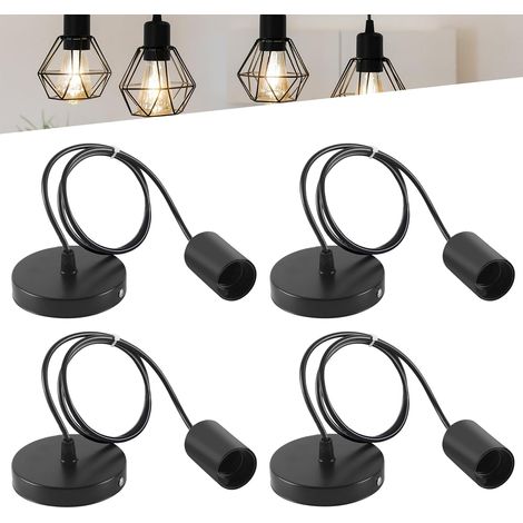 Set of 4 E27 lamp suspensions with E27 socket, 100 cm cable, height adjustable, for home, cafe, etc (1/5)