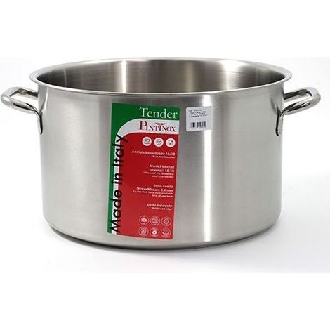 PINTINOX PNT670B40 Tender Casseruola Alta 2 Manici in Acciaio Inox 18-10 AISI 304 con Fondo Termo Diffusore per Induzione Diametro 40 cm Altezza 24 cm Capacita' 30 L colore Acciaio