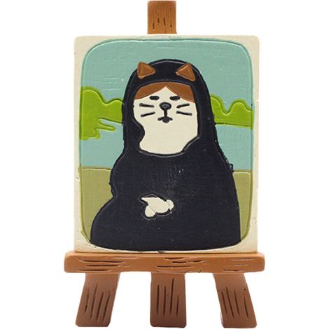 Ornement Bibliothèque Chat Mignon, Statue Animale en Résine Synthétique Écologique pour Table - Modèle 6 (1/5)