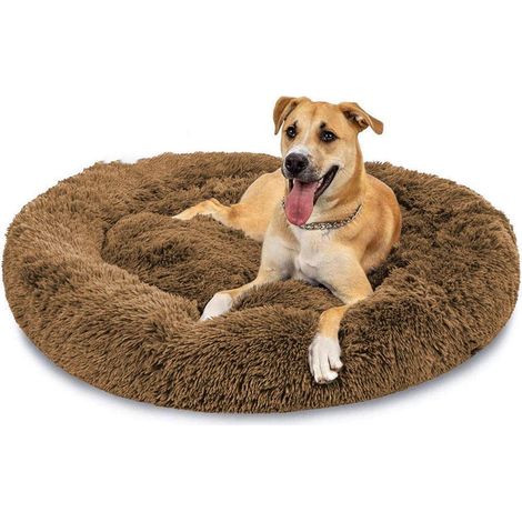 XXXL Orthopädisches Hundebett Rund Waschbar Antistress Kuschelig Braun