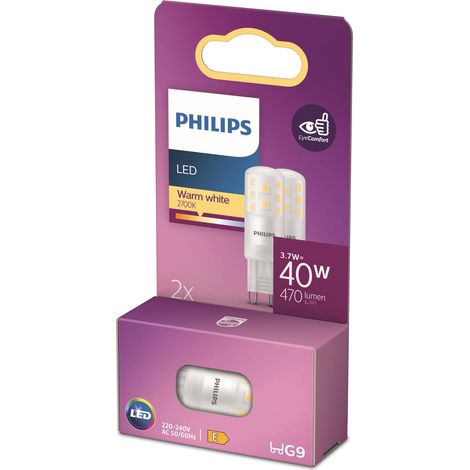 LED ampoule standard, Equivalent 40W halogene, culot G9, éclairage blanc chaud 2700K, 2 pack, nouvelle génération (1/5)