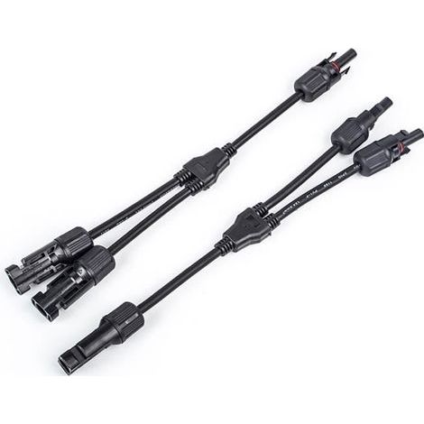(Schwarz) 1 Paar Y-förmige Solarkabelverbinder (1 auf 2 Stifte) - wasserdichter MC4-Solarstecker (1/4)