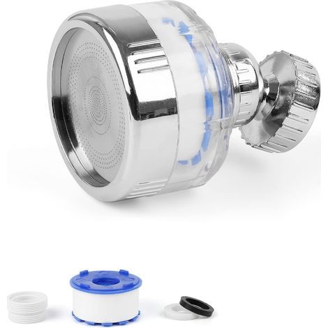Anti-limescale filter, 360° rotating PP cotton faucet filter made of stainless steel, 4 cm filter element, faucet filter for faucets, bathtubs and shower heads (1/5)