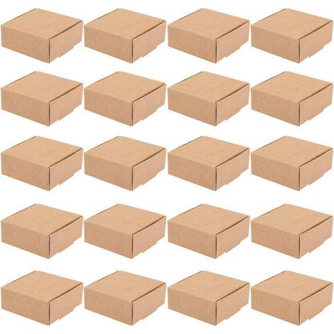 20 boîtes d'emballage en papier kraft, petites boîtes d'expédition pour savon, bonbons et autres friandises-7.50X7.50X3.00CM-Brown (1/4)