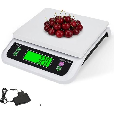 Balances de Cuisine 30kg/1g, avec PCS et Tare Fonction pèse Aliment Cuisine Precis, avec 6 Unités Écran LCD Professionnelle Balance Cuisine Boulangerie, pour Alimentaire Multifonctionnel (1/5)