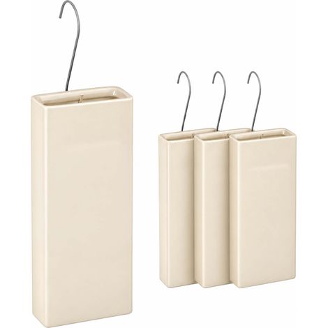 Relaxdays Radiator Humidifier, 4-Piece Set, Water Evaporator for Radiators, incl. Hanging Hooks, Ceramic, Beige