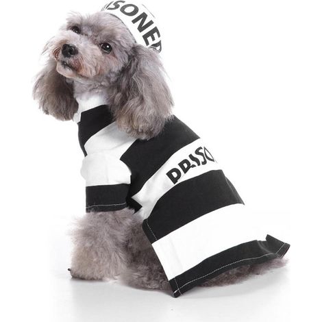 Déguisements d'Halloween pour animaux de compagnie, costumes pour chats et chiens, costumes d'uniformes de prisonniers, ensemble de prisonnier SDZ12 L pour cosplay (1/5)