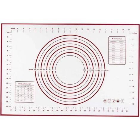 Tapis de cuisson 60 x 80 cm, en silicone sans BPA, avec graduations, idéal pour la pâte à sucre et la pizza.