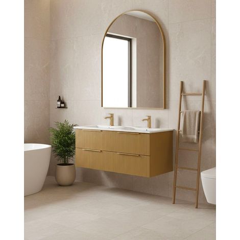 Meuble de salle de bain Dario Bois Peint 120 cm – Double vasque cannelée