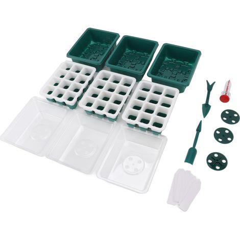 Lot de 3 plateaux de germination en silicone souple, kit de démarrage pour plantes d'intérieur avec dôme d'humidité et couvercles pour serre ou jardin. (1/5)