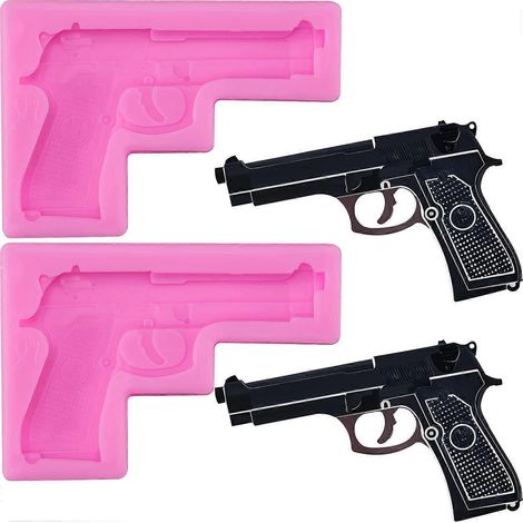 Moule en silicone en deux parties, moule de cuisson en silicone en forme de pistolet, moule à bonbons, chocolat et fondant à faire soi-même pour réaliser du sucre, des gâteaux, du chocolat, des bonbon