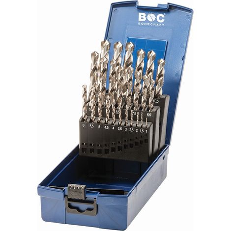 DIN 338 N HSS-G Bohrer-Set, ABS Box KG13 //1-13x0,5/25-tlg.  Bohrcraft 11201330025