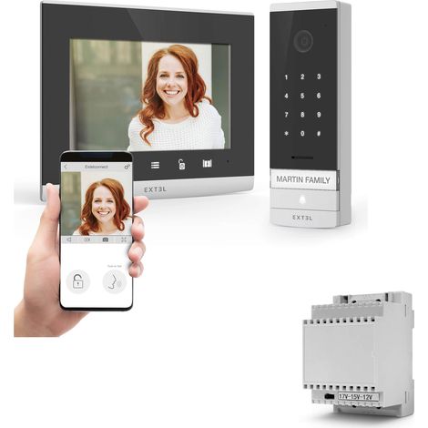 Extel – Kit visiophone filaire connecté avec digicode intégré – Transformateur Rail DIN – Vision nocturne – Compatible application smartphone (1/7)