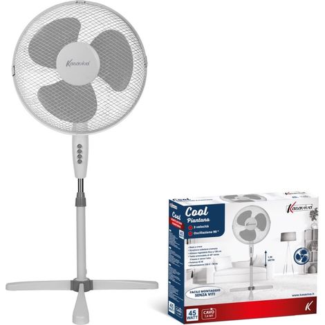 Ventilatore a Piantana Bianco Pale 40 cm 45 Watt Altezza 130 cm