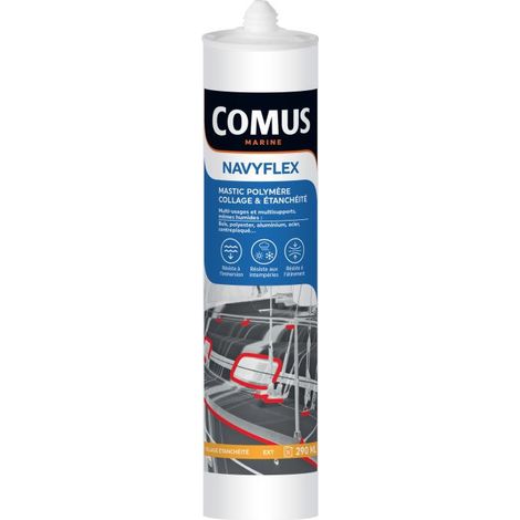 NAVYFLEX COLLE POLYMERE BLANC 290 ML - Mastic élastomère à base de polymère MS - COMUS MARINE (1/2)