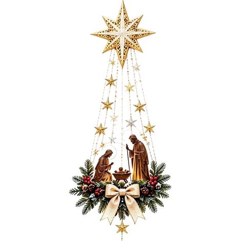 Décoration Murale Lumineuse avec Crèche Pendentif Étoile Lumineuse en (1/5)