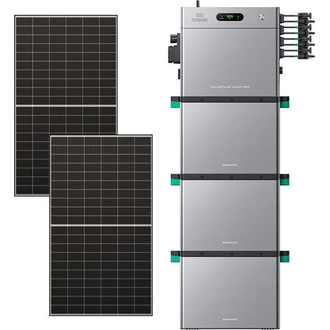 Zendure SolarFlow 2400 Pro - Batterie Solaire 2400W AC, PV 4800W, 2.4-16.8kWh, Plug & Play, IP65, Tesla/Pompes à Chaleur. avec 3xAB3000L (8.64 kWh), avec 500Wx2 Panneau Bifacial
