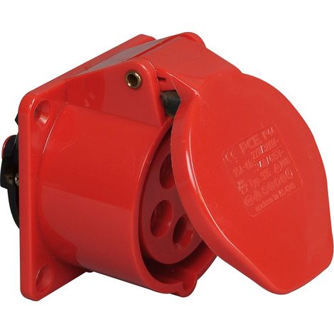 Kopp 113300002 - Presa da pannello CEE, 5 poli, 16 A, 400 V, colore: Rosso