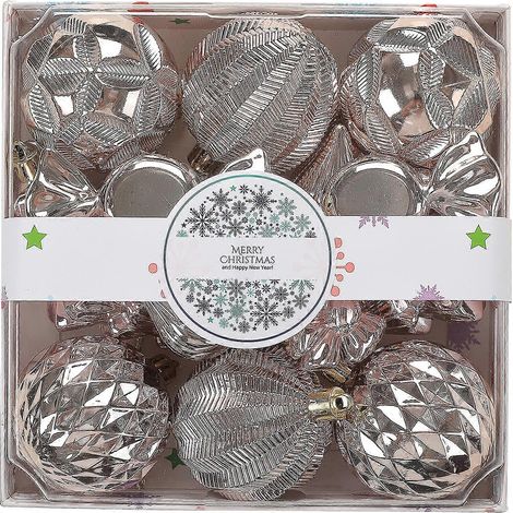 Buntes 18-teiliges Weihnachtskugel-Set (Baumschmuck zum Aufhängen), langlebig und wasserfest, roségolden (1/5)