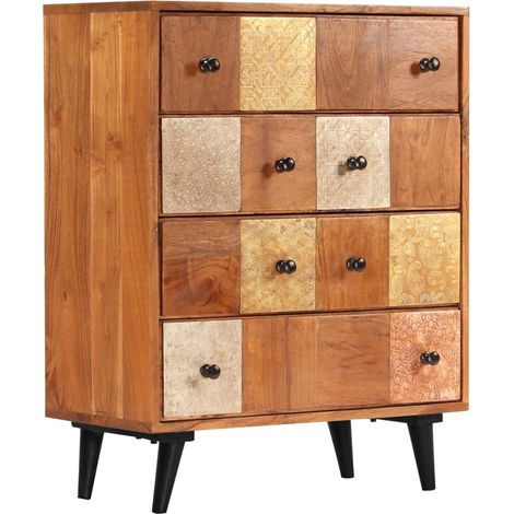 Cómoda de cajones madera maciza de acacia 60x30x75 cm vidaXL (1/5)