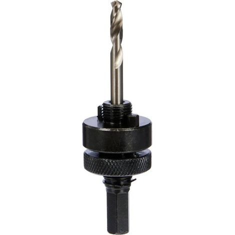 Mandrin pour Trépan D.32/210 mm x Q.hex x 11,11 mm - Equipé d'un Foret Centrage HSS D. 6.35 x 100 mm - Diamwood (1/2)