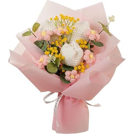 1PCS (30x35cm)Generic Crochet Flower Bouquet Tulips Knitted Flowers Artificial Flowers for Mother's Day, Wedding, Party, Home Decor (1/5)