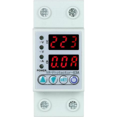 Stabilisateur de tension, 63A, avec LED double, pour une protection contre la supratension et la sous-tension (1/4)