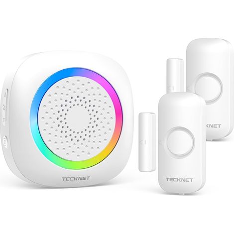 Alarme Porte et Fenêtre Détecteur, Portée 300M, 2Capteur 61 Sonneries, Indicateur RGB, Systeme Alarme Maison Sonnette sans Fil pour La Maison, Le Magasin, Le Bureau (1/5)